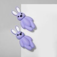 Серьги пластик &laquo;Зайцы&raquo;, цвет сиреневый