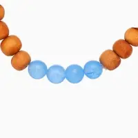 Браслет из сандалового дерева с агатом, длина 18 см, цв. синий