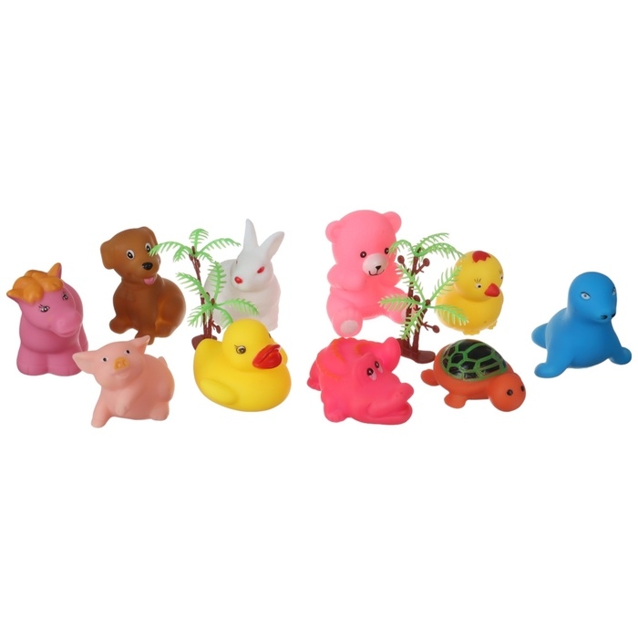 Набор резиновых игрушек для ванны &laquo;На острове&raquo;, с пищалкой, 10 шт, Крошка Я