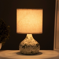 Настольная лампа "Цветочный узор" 1х40Вт Е14 белый/зеленый 15х15х25,5см