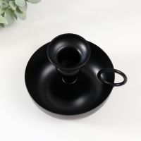 Подсвечник металл на 1 свечу с ручкой "Виток с чашей" d=2,6 см черный 10х10х8,5 см