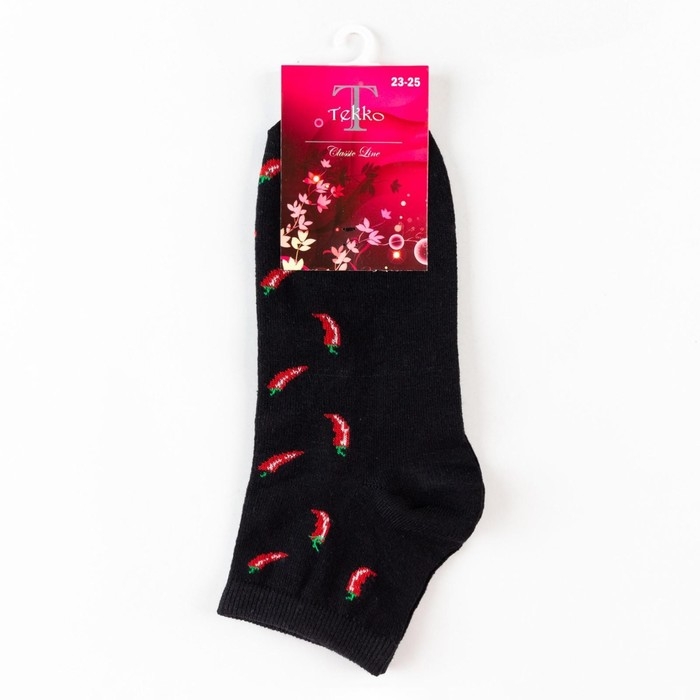 Носки женские &laquo;Перцы&raquo;, цвет чёрный, размер 23-25