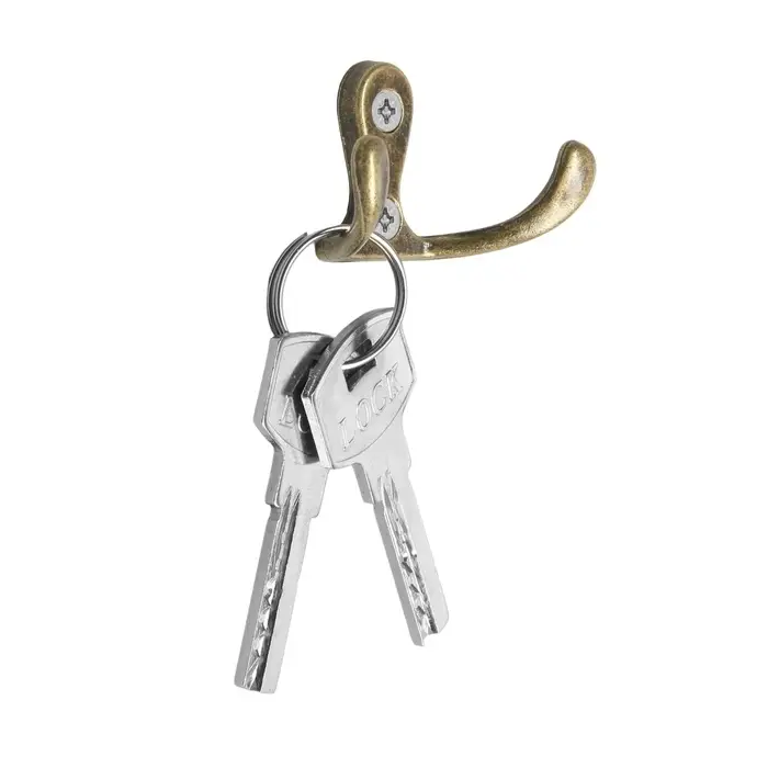 Крючок мебельный ТУНДРА TKd=003, двухрожковый, бронза