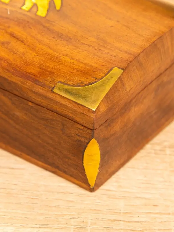 Шкатулка "Слон" 15,5х10х7 см, дерево шишам, латунь