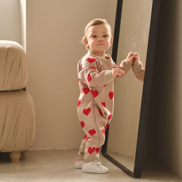 Комбинезон вязаный Крошка Я &laquo;Сердечки&raquo;, рост 86-92 см