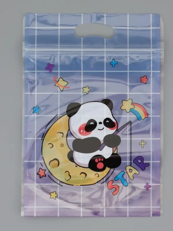 Пакет подарочный, с zip-lock застежкой, "Панда на луне", 15х23 &plusmn; 1см МИКС
