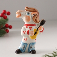 Ёлочная игрушка фарфоровая "Конь Цыган с гитарой",  11 см