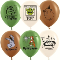 Шар латексный 12" &laquo;Огры и торты&raquo;, 2 ст., набор 25 шт., МИКС