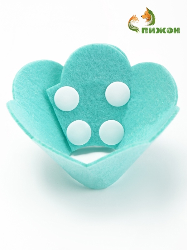 Ветеринарный воротник из фетра "Ромашка", размер XS, бирюзовый