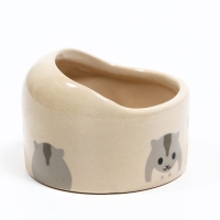 Миска керамическая "Хомячок" 65мл, 6,3 х 4,5 см, бежевая с принтом