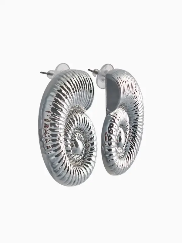 Серьги пластик &laquo;Ракушка&raquo; крупная, цвет серебро