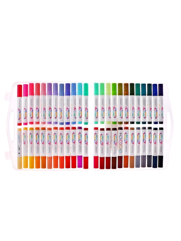 Фломастеры 48 цветов в пластиковом пенала, смываемые водой