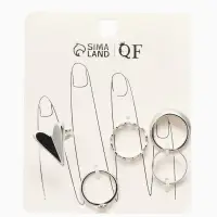 Набор колец 5 шт "Новый стиль" сердечки, размер МИКС, цвет серебро