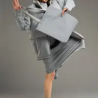 Шопер B5, серый с серыми ручками