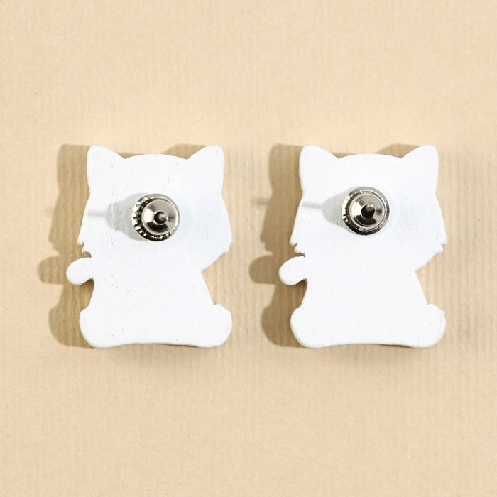 Серьги &laquo;Котик&raquo; гвоздики, 6х9 см