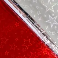 Бумага голографическая &laquo;Звездопад&raquo;, красная, 70&times;100 см