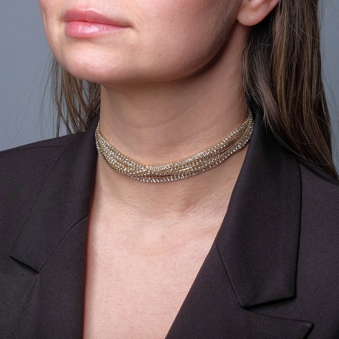 Чокер &laquo;Лёд&raquo; аристократичный, цвет белый в золоте, 30 см