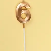 Свеча в торт на шпажке &laquo;Грань&raquo;, цифра 6, шампань, 5 см