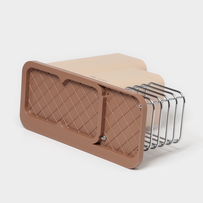 Подставка для ножей и столовых приборов Доляна &laquo;Нежность&raquo;, пластик, бежевая