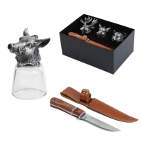 Подарочный набор рюмок-перевёртышей "Настоящему мужчине", на 3 персоны, рюмка 50 мл, нож Подарочный набор рюмок-перевёртышей "Настоящему мужчине", на 3 персоны, рюмка 50 мл, нож