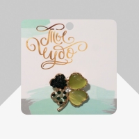 Брошь &laquo;Клевер&raquo;, цвет зелёный в золоте