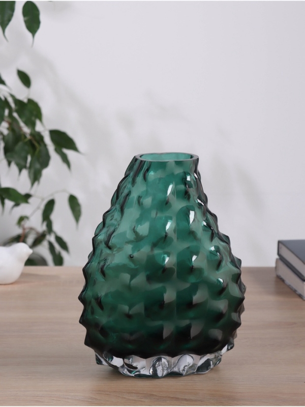 Ваза стекло настольная "Шерил галант" d-7*5 см, h-22х17 см, зелёный