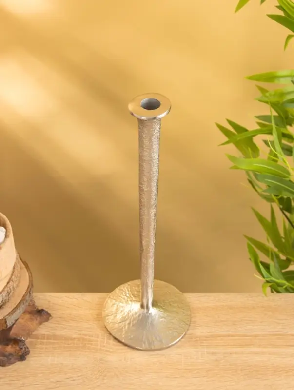 Подсвечник "Флейта" алюминий 37 см, цв. серебро