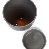 Горшок цветочный с поддоном 5 л, d122/h19,5 см серый керамика, "Туман" (М)