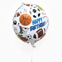 Воздушные шары фольгированные 17" круг "С днем рождения, спорт" набор 5 штук