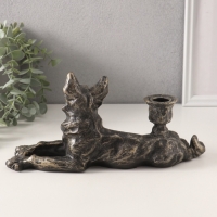 Подсвечник полистоун на 1 свечу "Шарж. Овчарка" под бронзу 28х10,8х13 см