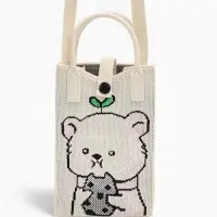 Сумка подр Мишка, 12*4*17, отд на кнопке, дл ремень, белый