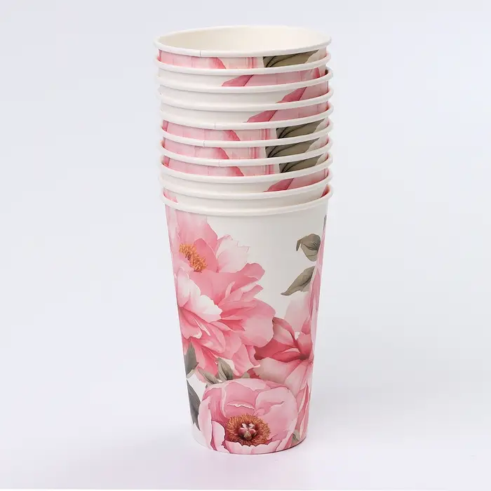 Стакан одноразовый бумажный для кофе &laquo;Пионы&raquo;, 400 мл