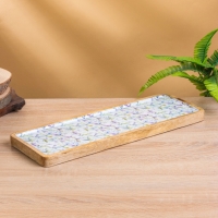 Блюдо прямоугольное "Оттенки сирени" дерево манго 41х15 см