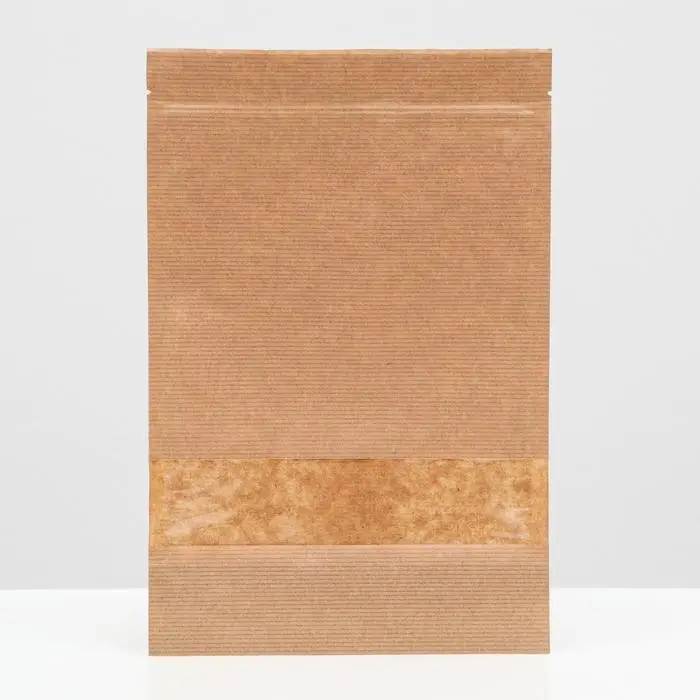 Пакет фасовочный, крафт, зип - лок, с окном, 20(4) х 30 см