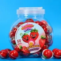 Жевательная резинка с кислой начинкой &laquo;Дуй пузырь! ШАРИКИ КЛУБНИЧКА&raquo;, 10 г