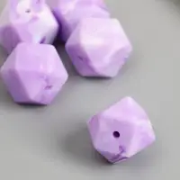 Бусина силикон "Многогранник" сиреневый нефрит d=1,7 см