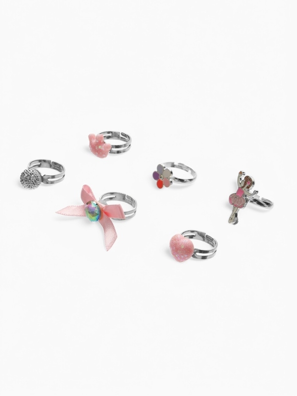 Кольца детские "Выбражулька" набор 6шт,балерина ассорти форма, цвет МИКС, б-р