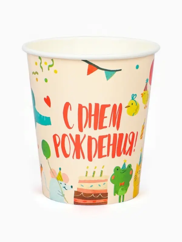 Стакан одноразовый бумажный &laquo;Животные&raquo;, 250 мл