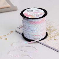 Пайетки на нити, перламутр, 6 мм, 91 &plusmn; 1 м, цвет белый №51