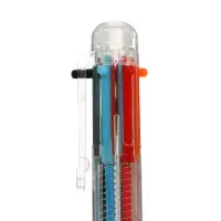 Ручка шариковая многоцветная, автоматическая, 6 цветов, корпус прозрачный