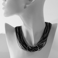 Бусы &laquo;Восторг&raquo; водопад нитей, цвет чёрно-серебряный, 90 см