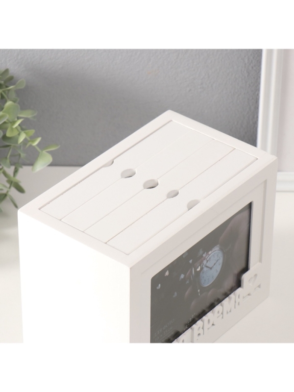 Фотоархив на 96 фото 10х15 см + рамка 10х15 см "Наше время" белый 20х15х12 см