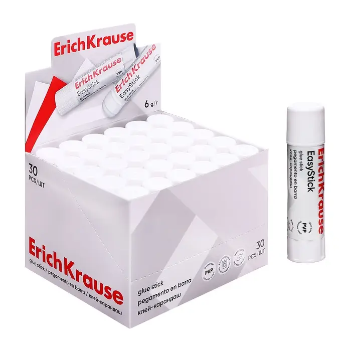 Клей-карандаш ErichKrause Standard, 6 г, быстрое склеивание