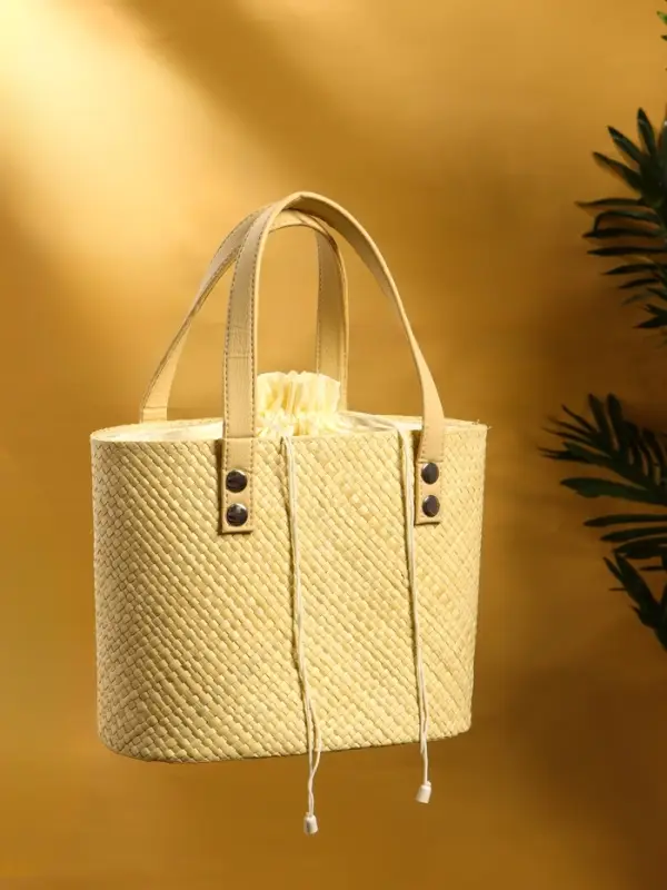 Сумка плетёная из пандана 25х18х38 см, цв. бежевый