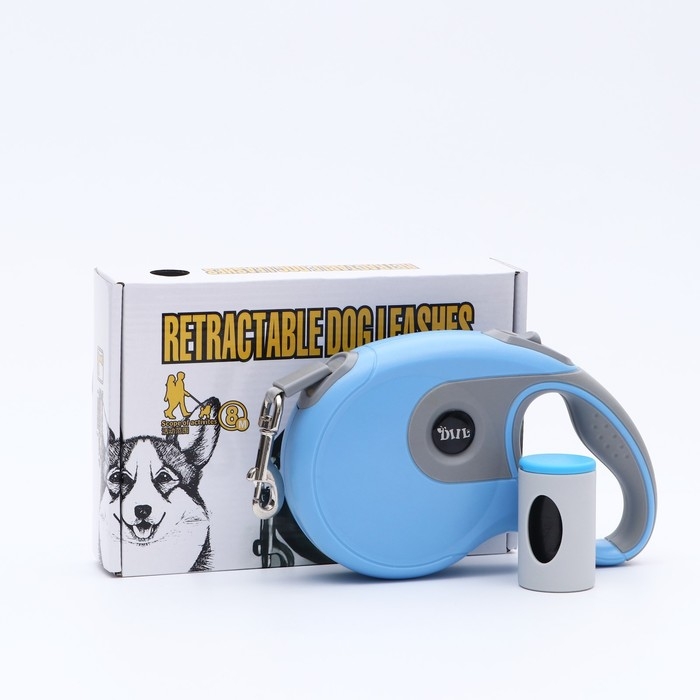 Рулетка DIIL, 8 м, до 50 кг, лента, прорезиненная ручка, голубая с серым