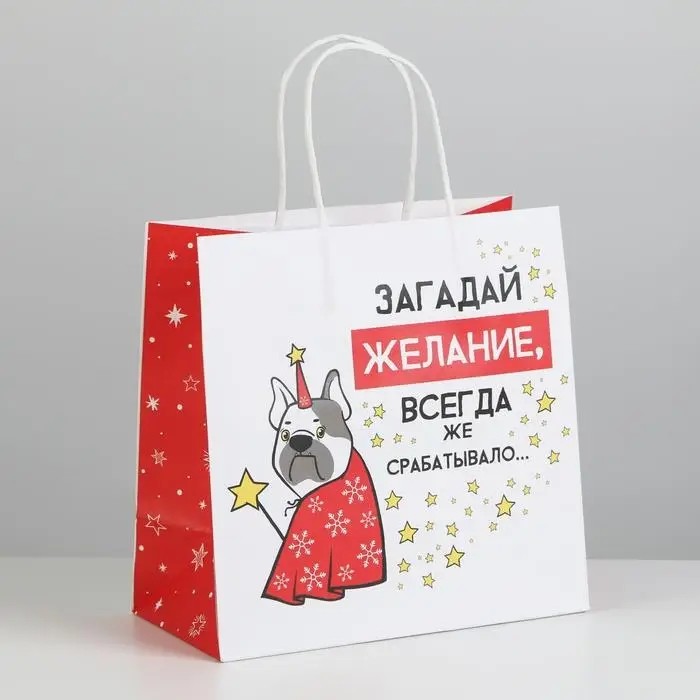 Пакет подарочный новогодний &laquo;Загадай желание&raquo;, 22 х 22 х 11 см