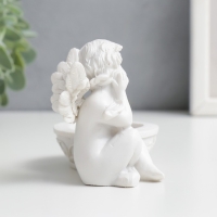 Подсвечник полистоун "Белоснежный ангел в раздумьях" 7,5х9,8х6 см