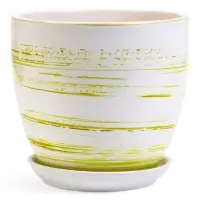 Горшок цветочный поддоном  2,5 л,  керамика, Тропики (М)