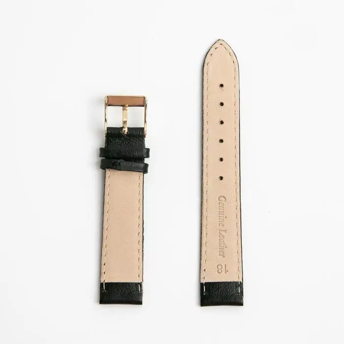 Ремешок для часов, мужской, 18 мм, запряжник 75 мм, горт 115 мм, натуральная кожа, черный