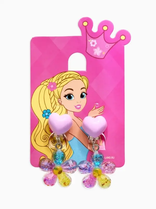 Серьги-клипсы детские Выбражулька &laquo;Цветок&raquo;, сияющие, цветные